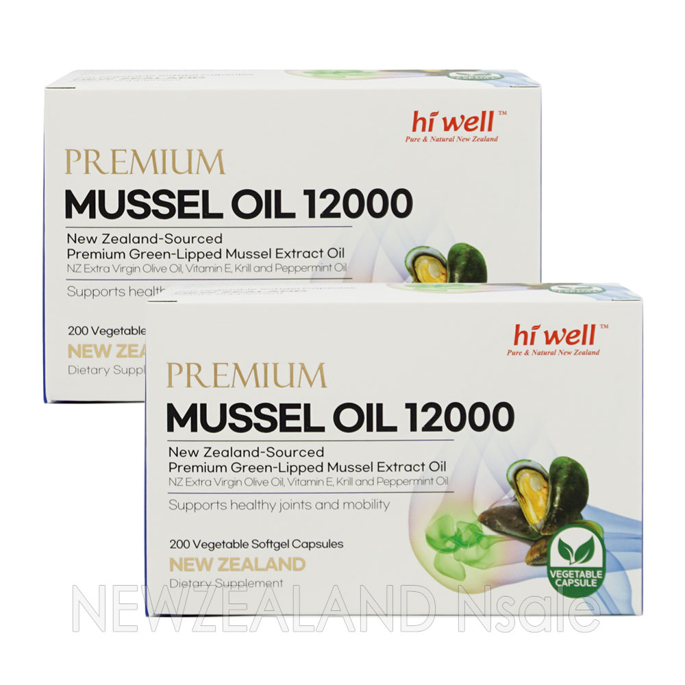 [20% 할인행사] 하이웰 초록입홍합 오일 12000mg 200캡슐 2박스