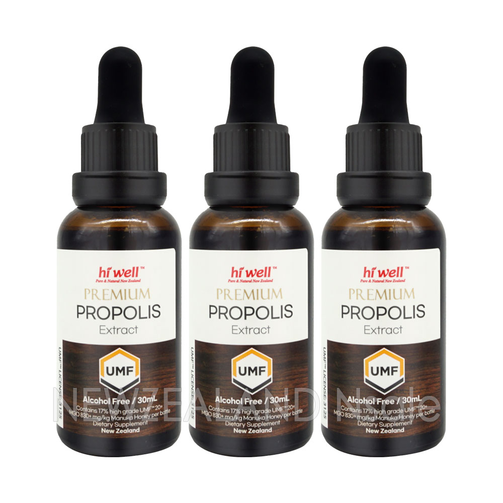 [20% 할인행사] 하이웰 프리미엄 프로폴리스 UMF 20+, MGO830+ 익스트랙트(무알콜) 30ml 3통