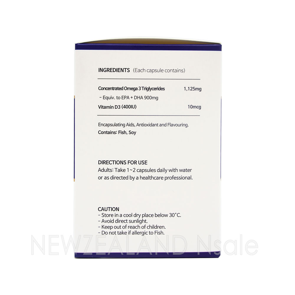 (엔세일 단독브랜드)비앤퓨어 프리미엄 rTG 오메가3 원어데이 900mg +비타민D 60캡슐 1통